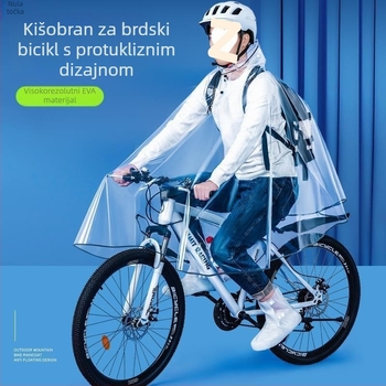 Pončo za bicikl za MTB i električni bicikl, za jednog vozača, produženo i debelo, potpuno prozirno