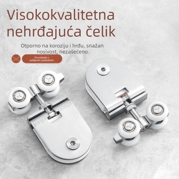 Kotač/rolna za staklena vrata za klizna vrata, kućište od nehrđajućeg čelika, utor za užad 8 mm, vanjski promjer klešta 5-9 mm, kvadratni ili kružni model, nosivost 175 kg