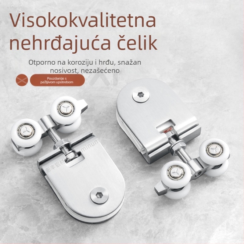 Kotač/rolna za staklena vrata za klizna vrata, kućište od nehrđajućeg čelika, utor za užad 8 mm, vanjski promjer klešta 5-9 mm, kvadratni ili kružni model, nosivost 175 kg