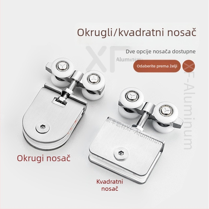 Kotač/rolna za staklena vrata za klizna vrata, kućište od nehrđajućeg čelika, utor za užad 8 mm, vanjski promjer klešta 5-9 mm, kvadratni ili kružni model, nosivost 175 kg