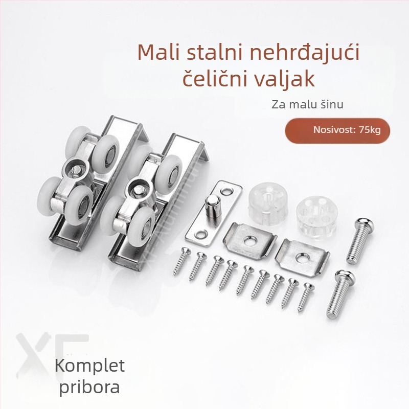 Kotač/rolna za staklena vrata za klizna vrata, kućište od nehrđajućeg čelika, utor za užad 8 mm, vanjski promjer klešta 5-9 mm, kvadratni ili kružni model, nosivost 175 kg