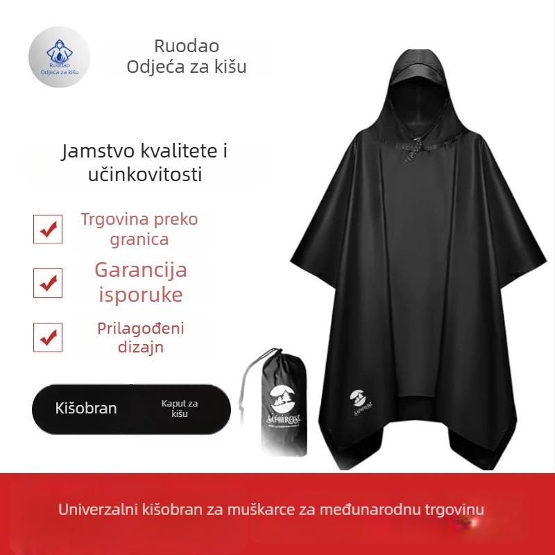 Odrasli kišni pončo za vožnju motociklom/e-bike, vodootporan materijal s PVC premazom, debljina tkanine 21, mogućnost prilagodbe i tiskanja logotipa