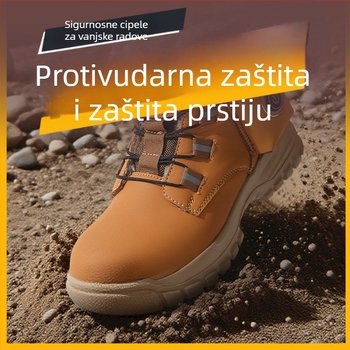 Muške grijane sigurnosne cipele s USB grijanjem, zaštita od udara i probijanja, vanjske zimske čizme, gornji dio od sintetičke kože, gumena potplat