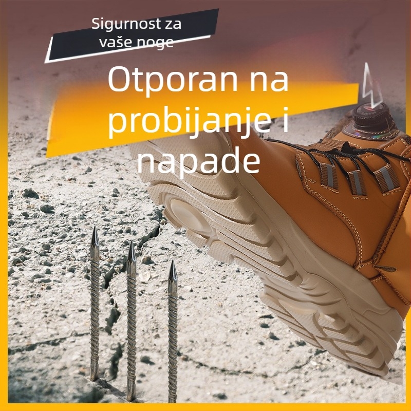 Muške grijane sigurnosne cipele s USB grijanjem, zaštita od udara i probijanja, vanjske zimske čizme, gornji dio od sintetičke kože, gumena potplat