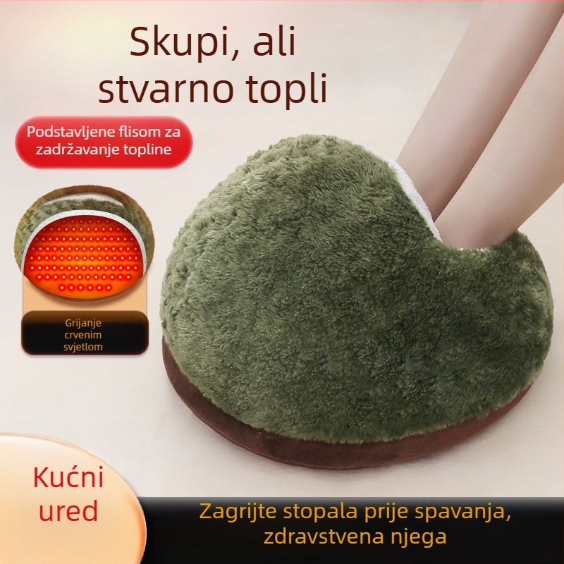 Električne grijane pamučne papuče s punim pokrivanjem pete i plišanim unutarnjim slojem za zimsku toplinu