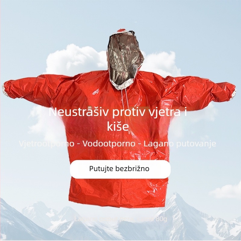 Vanjski izolirani kišni pončo s aluminijskom folijom, ponovno upotrebljiv za kampiranje i planinarenje.
