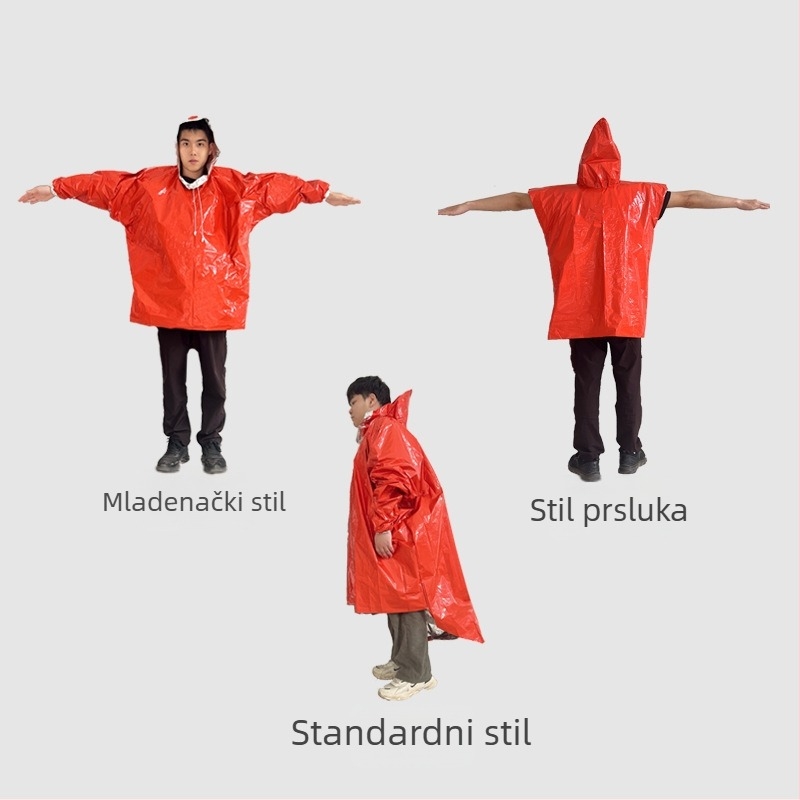 Vanjski izolirani kišni pončo s aluminijskom folijom, ponovno upotrebljiv za kampiranje i planinarenje.
