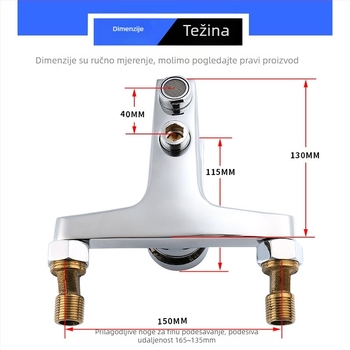 Kućni tuš set s ručnim tušem, trostruki miješajući ventil, zidni montažni, bakreno tijelo, keramički disk ventil