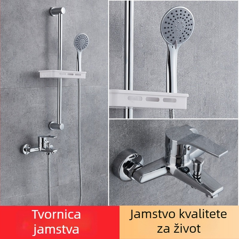 Kućni tuš set s ručnim tušem, trostruki miješajući ventil, zidni montažni, bakreno tijelo, keramički disk ventil