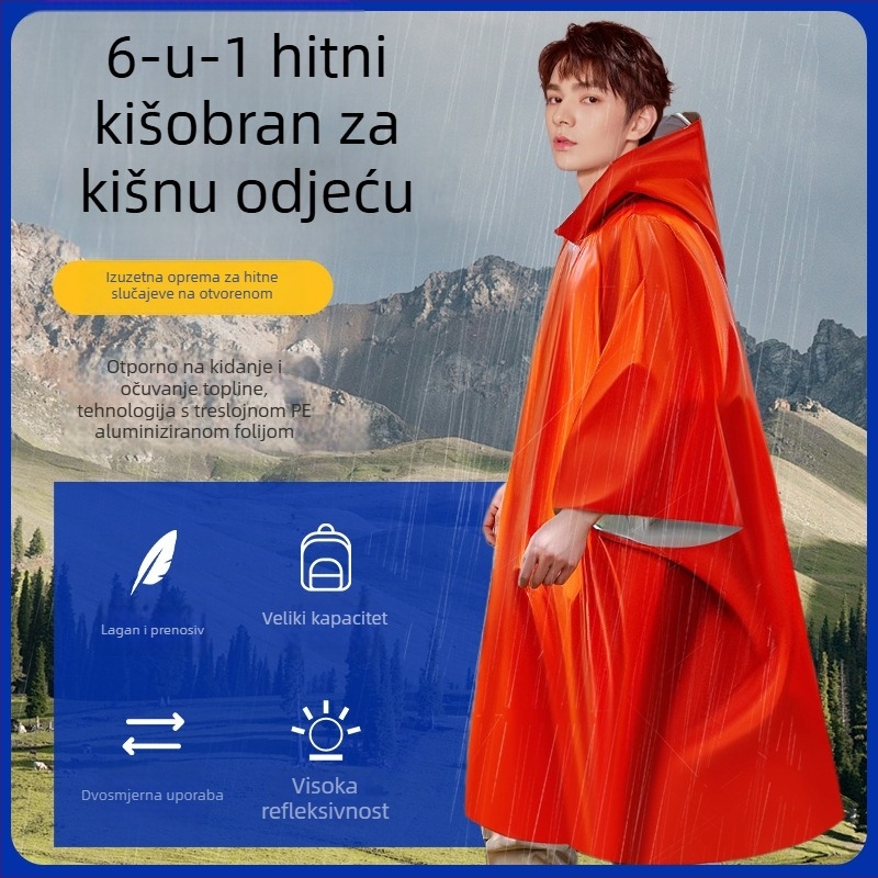 Kišni pončo za planinarenje i kampiranje – hitna zaštita od hipotermije, debeli stil kišne kabanice, moderan minimalistički dizajn