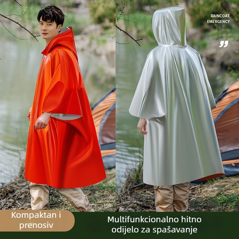 Kišni pončo za planinarenje i kampiranje – hitna zaštita od hipotermije, debeli stil kišne kabanice, moderan minimalistički dizajn