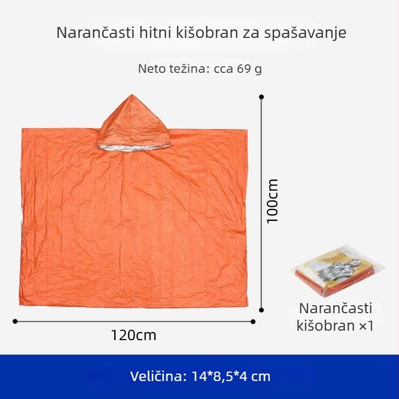 Kišni pončo za planinarenje i kampiranje – hitna zaštita od hipotermije, debeli stil kišne kabanice, moderan minimalistički dizajn