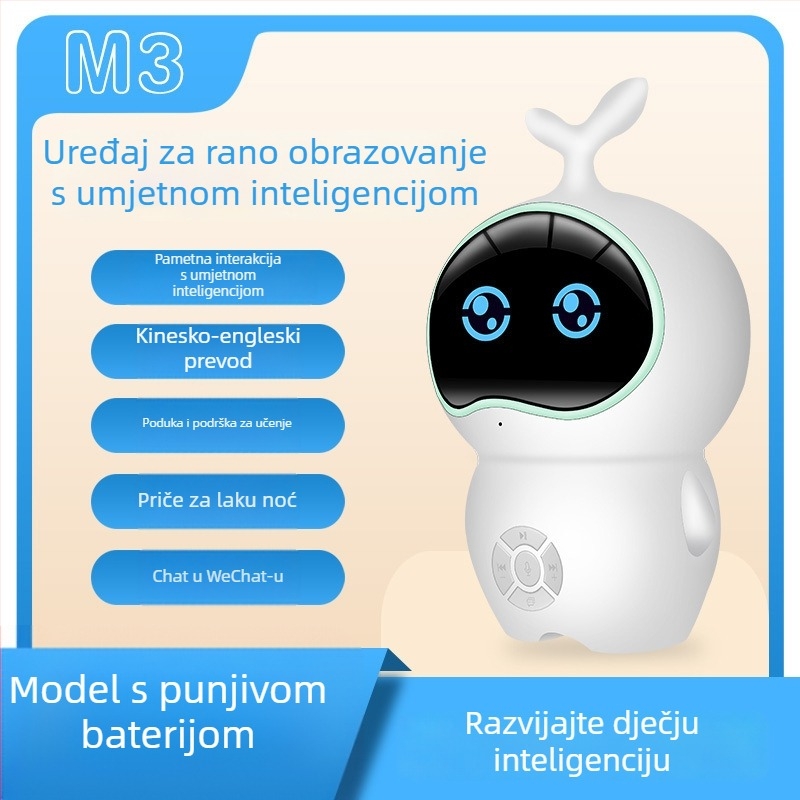 Dječji edukacijski robot – Interaktivno učiono sredstvo s glazbom/glasom, mobilnom aplikacijom, ABS kućištem, modelom M9, pogodan za djecu 4–6 godina