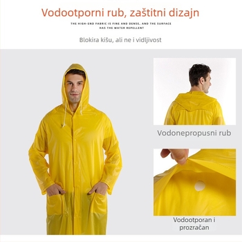 Prozirna PVC kabanica za outdoor planinarenje, jednodelna, PVC tkanina 15s debljina, vodootporno ljepilo PVC, za odrasle, 1 osoba