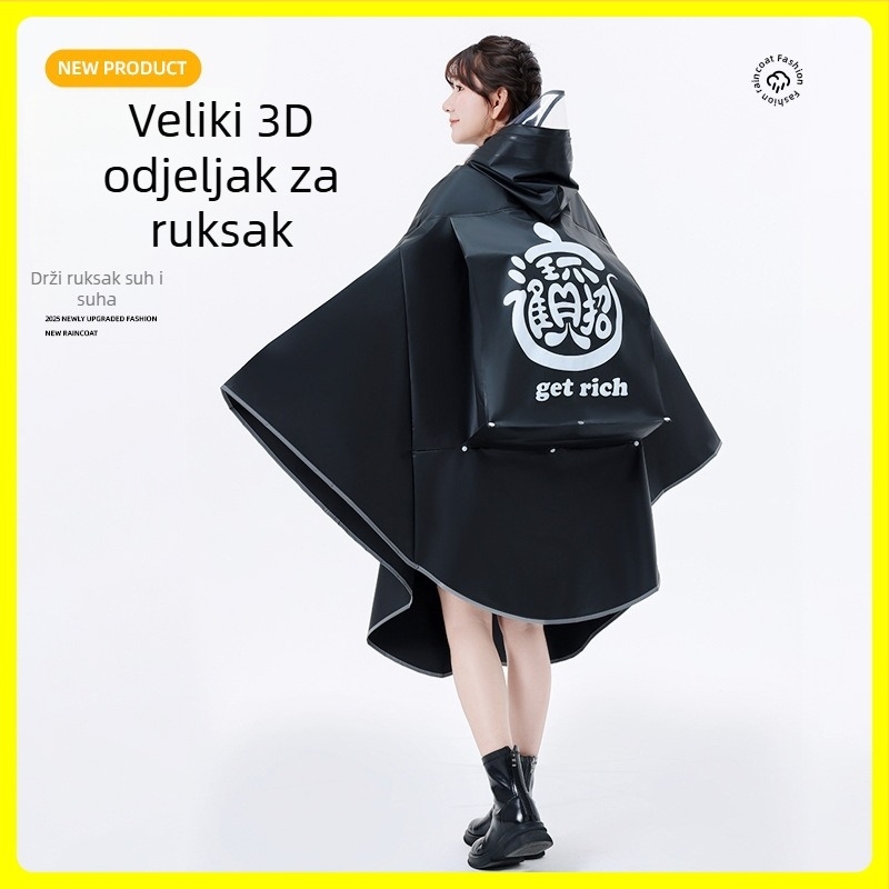 Biciklističko pončo kiše, Cape stil, EVA tkanina, za odrasle, 1 osoba, prozirno (Cape stil; EVA tkanina; Odrasli; 1 osoba; prozirno)