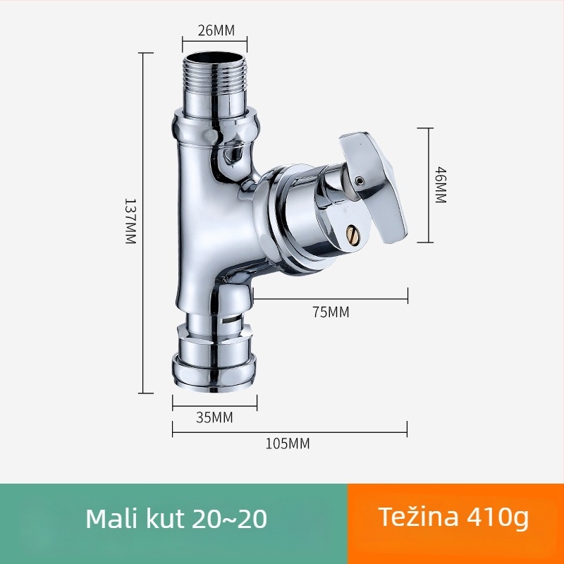 Uglovni ventil za ispiranje WC-a - ručna okretna tipka - PVC - moderan jednostavan dizajn - Create Health