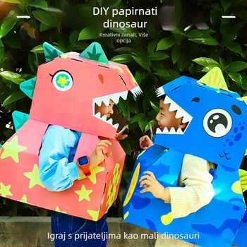 Trodimenzionalna kartonska dinosaurus nosiva kutija za DIY — materijal papir, 3D panel, DIY-friendly, uzrast 4–6 godina