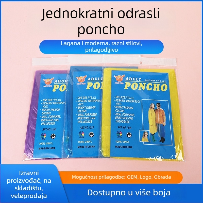 Kišni pončo za planinarenje, PVC tkanina, debljina oko 3,5 mm, za odrasle