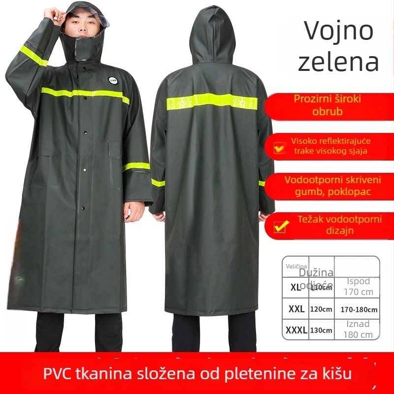 San Baoxi Hiking kišna pončo za odrasle, debeli PVC materijal, PVC ljepilo sloj, za 1 osobu, s tiskom logotipa