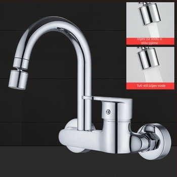 Zidna ugrađena slavina za kuhinju: keramički disk ventila, bakreno tijelo, trostruka konstrukcija, radni raspon 0–90°C