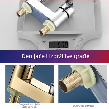 Slavina za umivaonik s kromiranim završetkom, tijelo od zinkove zlitine, keramički kartridžni ventil, montaža na ploču, moderan dizajn