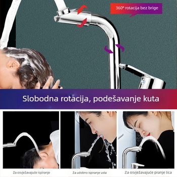 Slavina za umivaonik s kromiranim završetkom, tijelo od zinkove zlitine, keramički kartridžni ventil, montaža na ploču, moderan dizajn