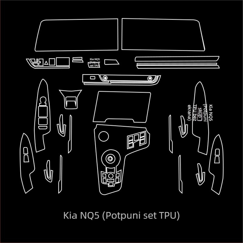 Unutarnja zaštitna folija za navigacijski zaslon i središnju ploču - PET, otporna na visoke i niske temperature, pozicija: središnja kontrola, univerzalna primjena