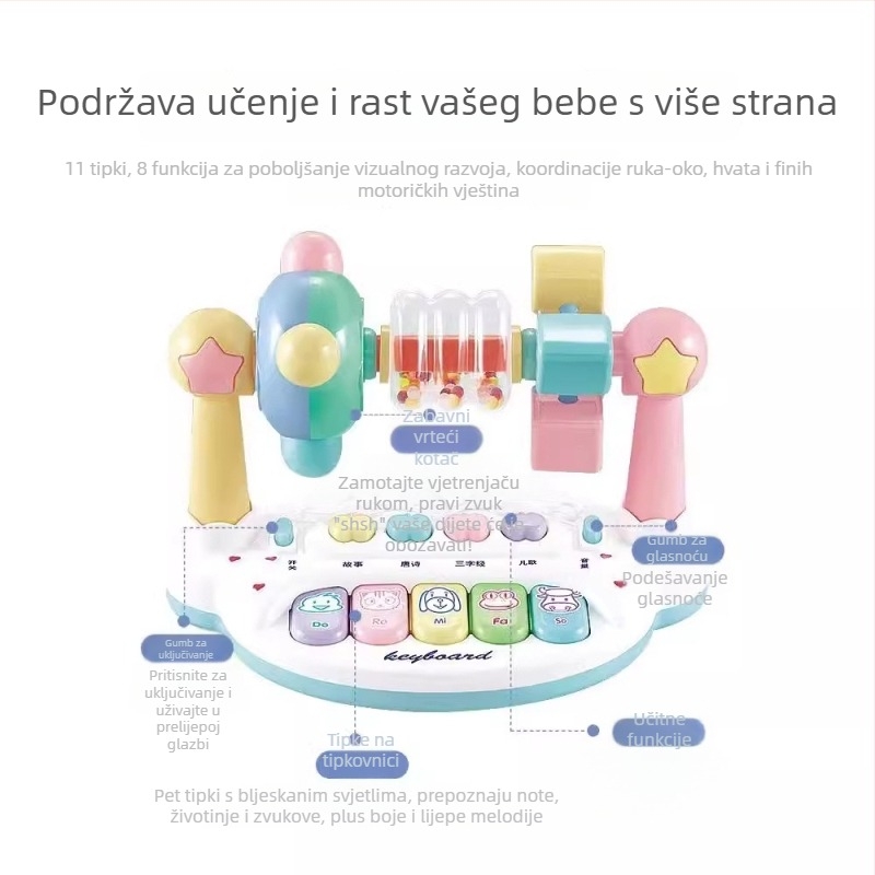 Višenamjenska edukativna puzzle igračka s glazbom (na baterije, plastika, za djecu 0–3 godine, bez memorije)