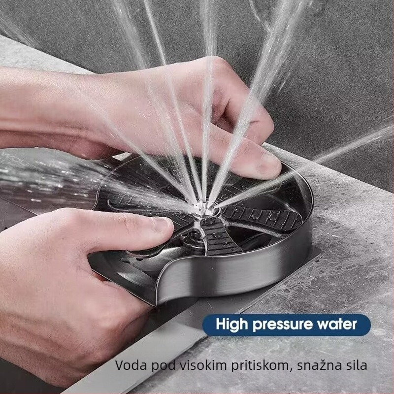 Kuhinjska slavina s automatskim pranjem čaša, nehrđajući čelik, keramički kartridž ventil, nazivni tlak 1,6 MPa, radna temperatura 0–90 °C, ulaz/izlaz 20 mm