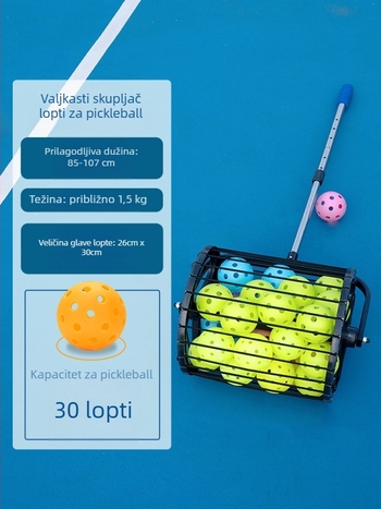 Stroj za skupljanje lopti za stolni tenis, prenosni, automatski, trener za više lopti (nerđajući čelik)