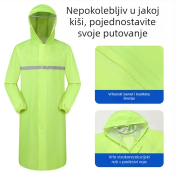 Dugo kišno jakno za odrasle – reflektirajući debeli pončo za outdoor biciklizam i planinarenje; Oxford tkanina 0.22 mm, PVC vodootporni sloj; jednoslojni, prenosno.