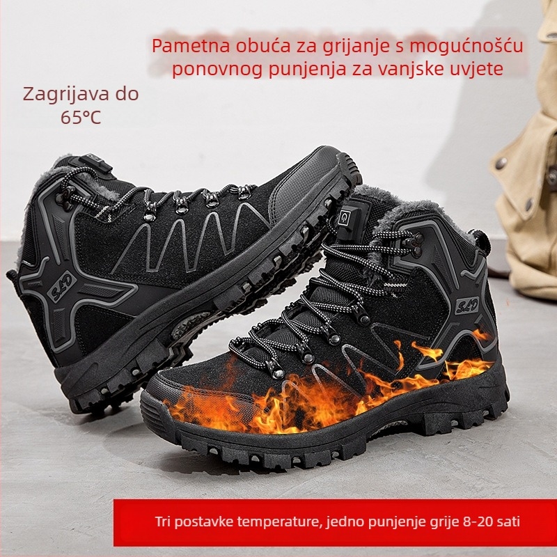 Grijane papuče s USB — velurov gornji dio, gumeni potplat, unisex