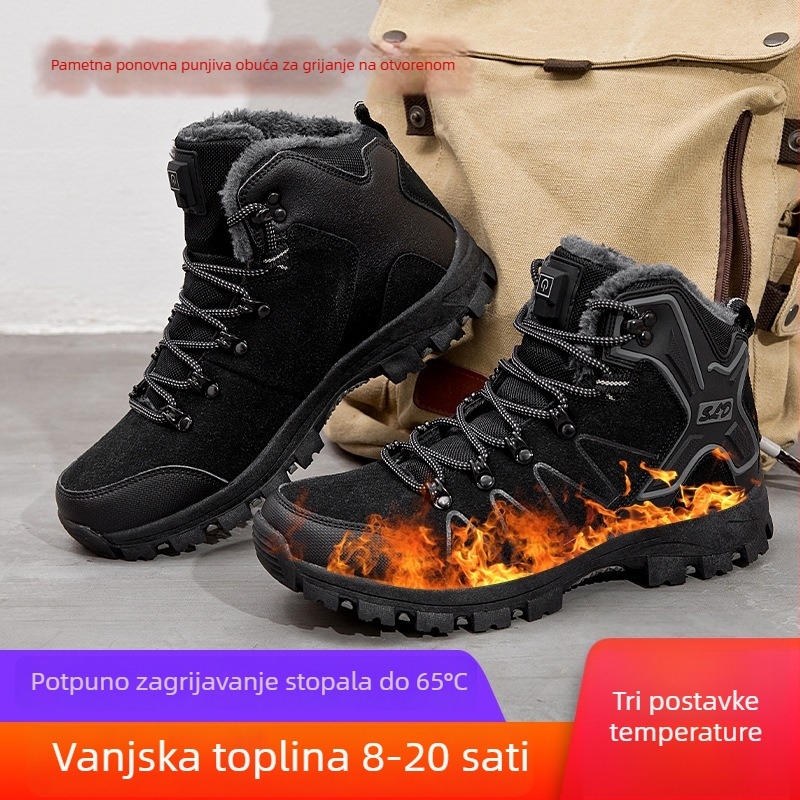 Grijane papuče s USB — velurov gornji dio, gumeni potplat, unisex