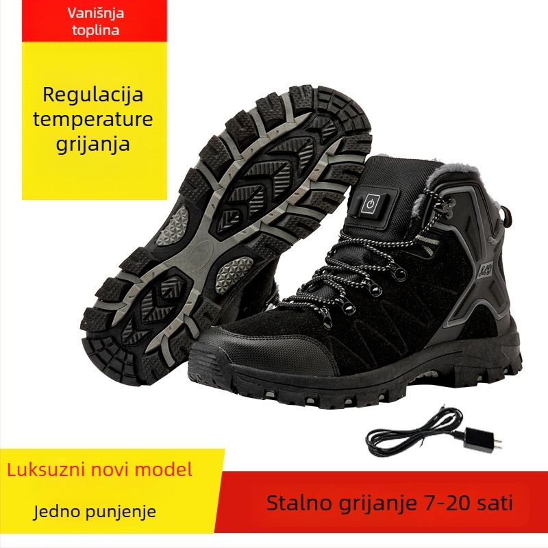 Grijane papuče s USB — velurov gornji dio, gumeni potplat, unisex