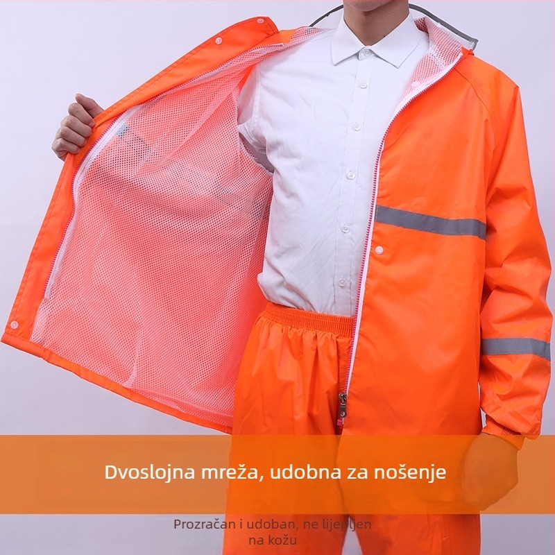 Set kišnog mantila i hlača za odrasle, podijeljeni dizajn, moderan minimalistički stil • Oxford tkanina • PVC vodootporni sloj • otisak logotipa • mogućnost prilagodbe