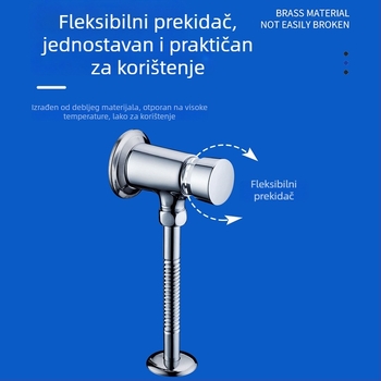 Phaeton bakrena ventila za ispiranje urinara s dugim i kratkim gumbom, ručno upravljanje, moderni minimalistički stil