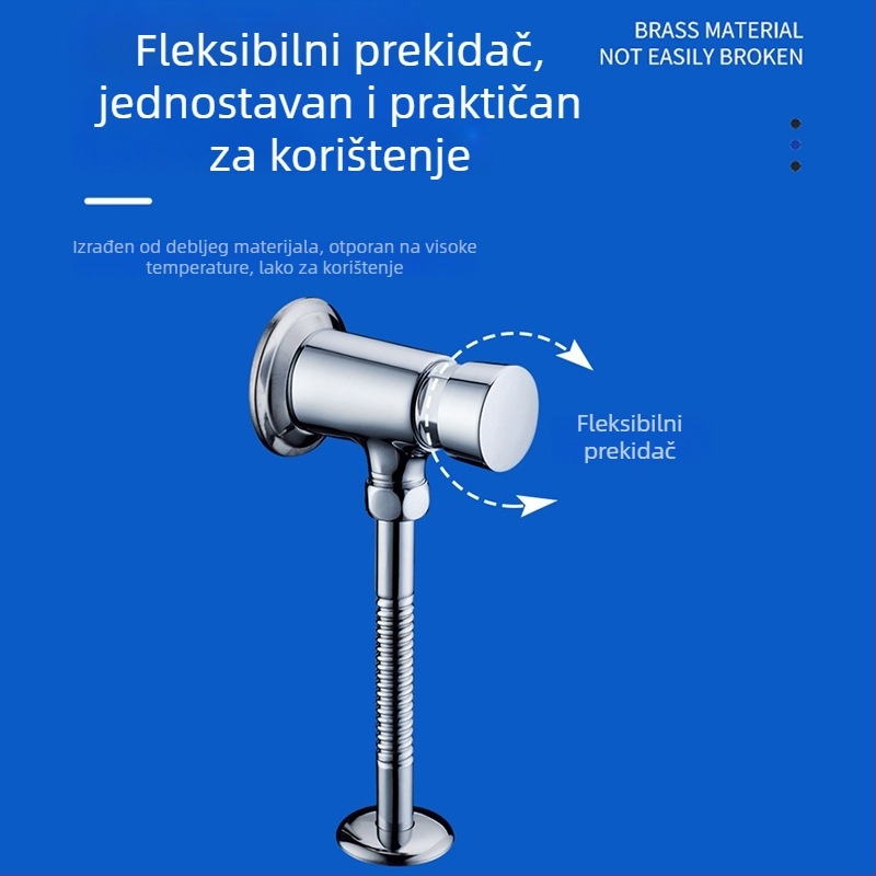 Phaeton bakrena ventila za ispiranje urinara s dugim i kratkim gumbom, ručno upravljanje, moderni minimalistički stil