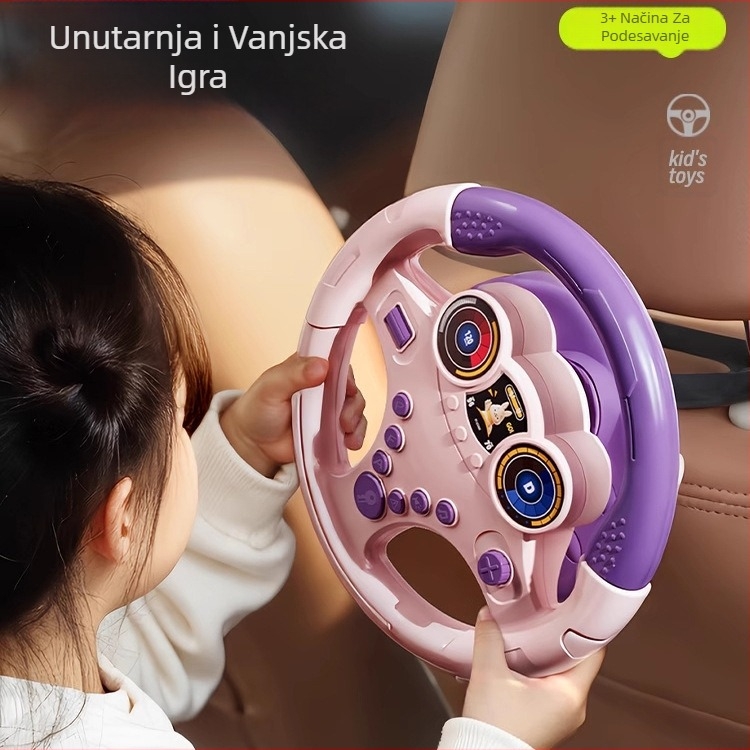 Dječji volan-igračko automobil s edukativnim značajkama — trepćuće svjetlo i glazba/glas, plastična konstrukcija, napajanje baterijama, za djecu 4–6 godina, razvija koordinaciju ruka-oko
