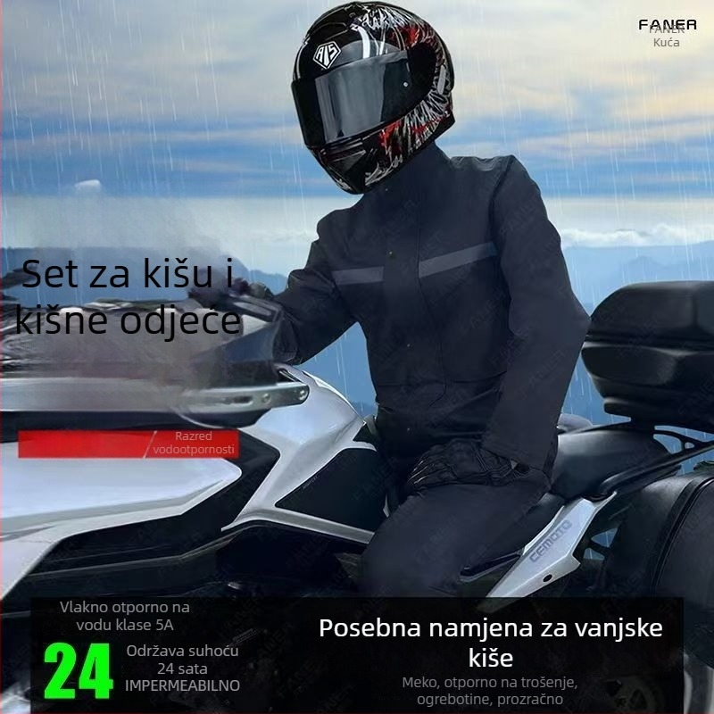 Motociklističko kišno pončo, debeli dvostruki sloj Spring pongee, reflektirajući, PVC ljepilo