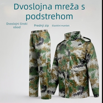 Odrasli: Odvojivi kišobran i hlače u kamufliranom dizajnu – reflektirajuće, zaštita cijelog tijela, Oxford tkanina, PVC ljepilo sloj, mogućnost tiska logotipa
