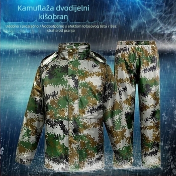 Odrasli: Odvojivi kišobran i hlače u kamufliranom dizajnu – reflektirajuće, zaštita cijelog tijela, Oxford tkanina, PVC ljepilo sloj, mogućnost tiska logotipa