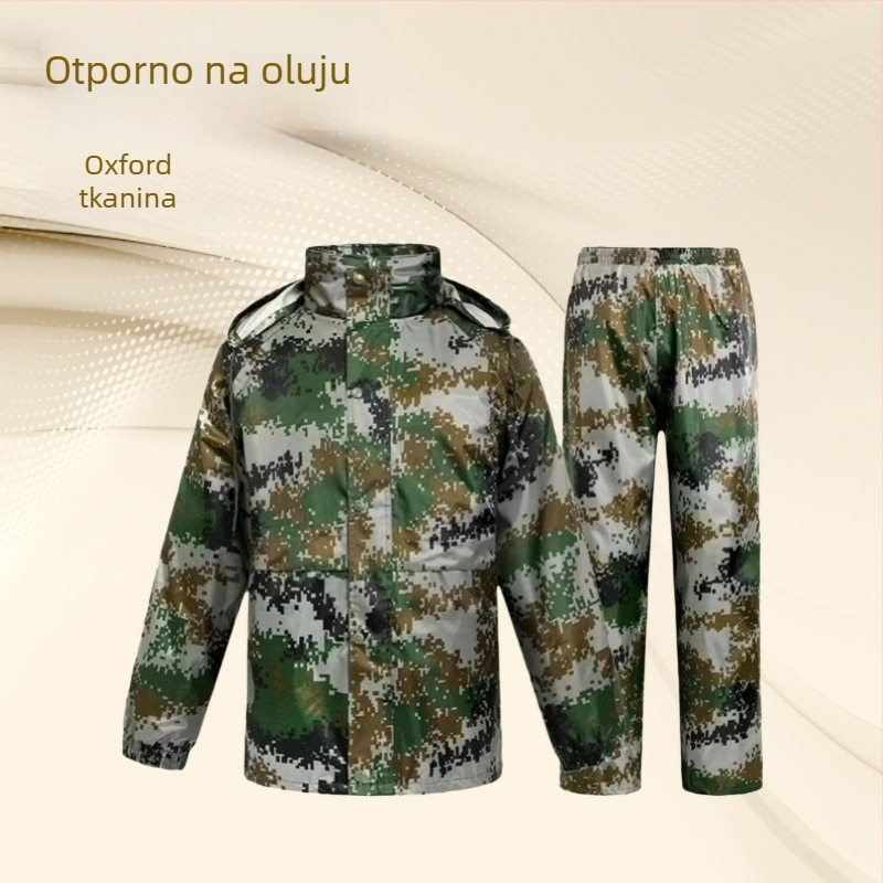 Odrasli: Odvojivi kišobran i hlače u kamufliranom dizajnu – reflektirajuće, zaštita cijelog tijela, Oxford tkanina, PVC ljepilo sloj, mogućnost tiska logotipa