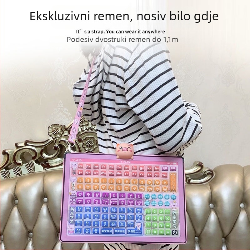Tablet za rano obrazovanje: Verzija jezika, matematike i engleskog s dodirnim zaslonom, punjiva baterija, glazbena reprodukcija, plastično kućište