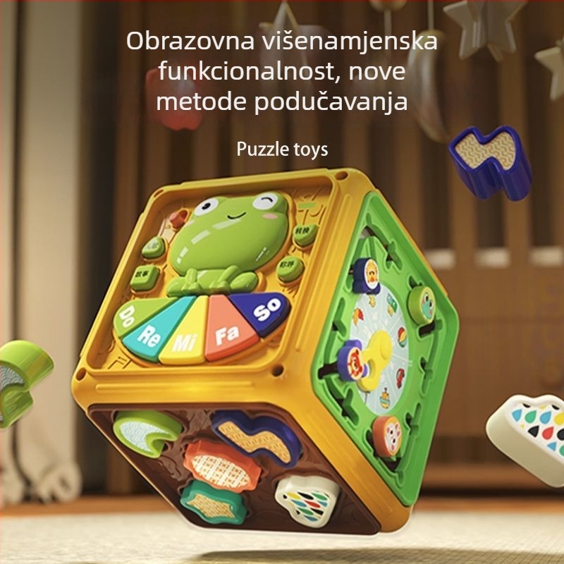 Dječja glazbena igračka bubanj za pljeskanje – šesterokutnog oblika, plastika, napajana litijskom baterijom, rana edukacija, za uzrast 0–3 godine