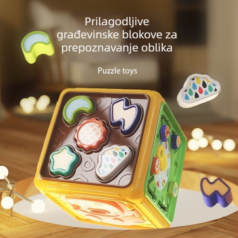 Dječja glazbena igračka bubanj za pljeskanje – šesterokutnog oblika, plastika, napajana litijskom baterijom, rana edukacija, za uzrast 0–3 godine
