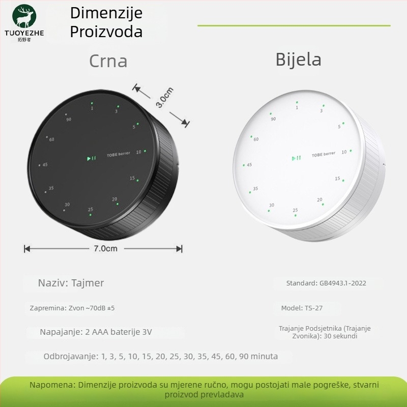 Hronometar/Timer (plastično kućište, funkcija pauze, protisklizni, 1-redni prikaz, 85 g)