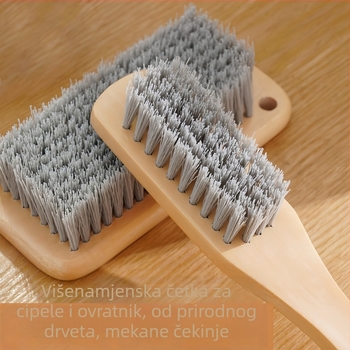 Ming Tong Četka za cipele s čvrstom drškom od drva, za njegu i dezinfekciju, minimalistički stil