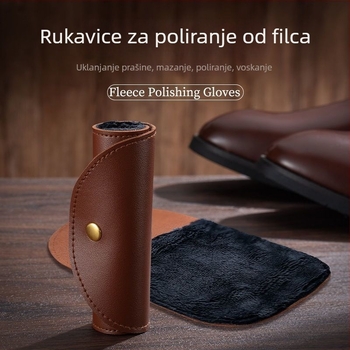 Rukavice za poliranje cipelja s mekanim dlačicama i četkom od imitacije vunenog velura, za višekratnu upotrebu, njega i dezinficiranje