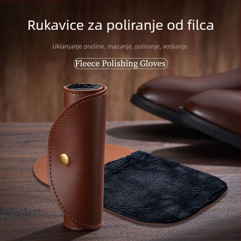 Rukavice za poliranje cipelja s mekanim dlačicama i četkom od imitacije vunenog velura, za višekratnu upotrebu, njega i dezinficiranje