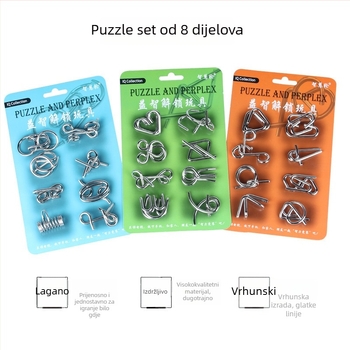 Puzzle s devet metalnih prstena – 8-dijelni set, otključavanje, trening strpljenja